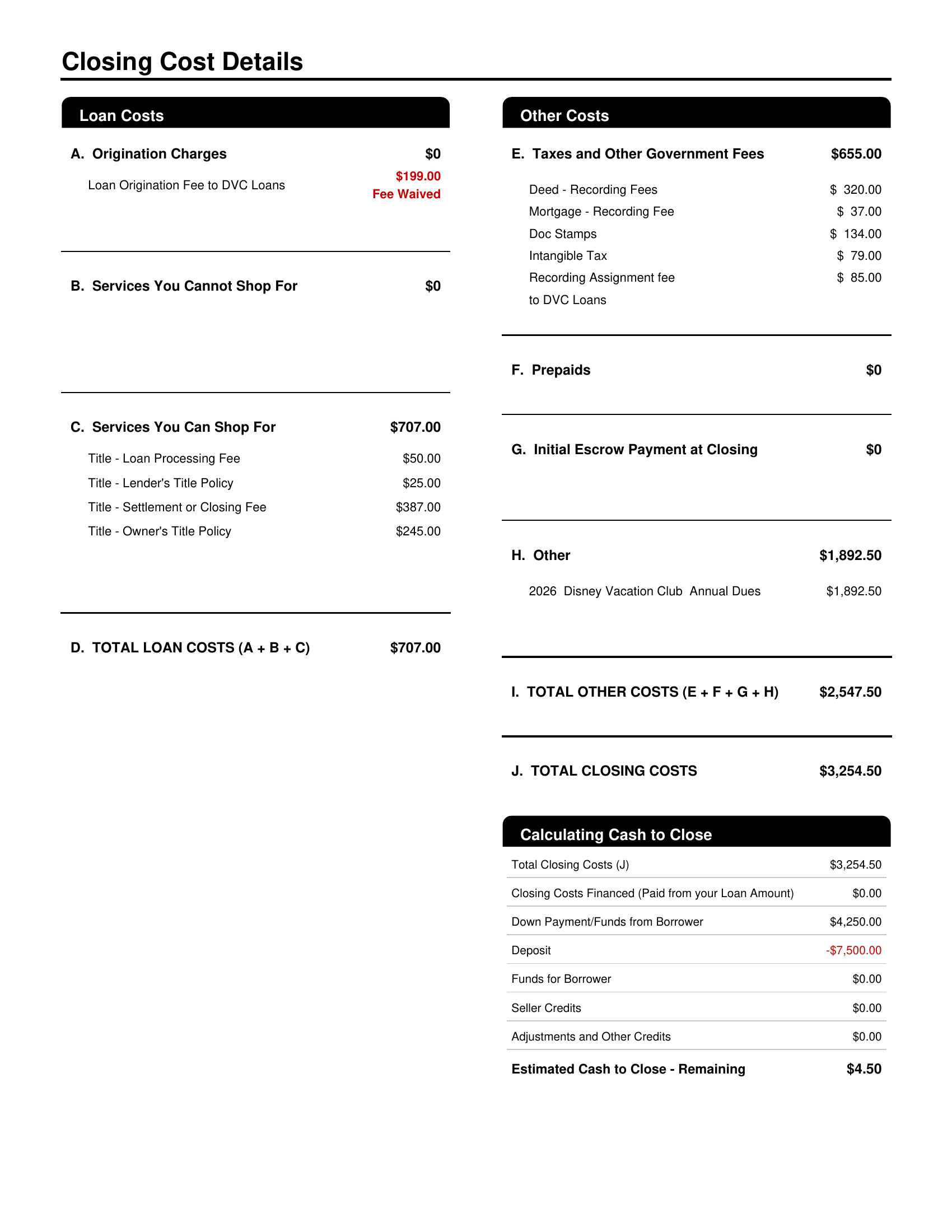 Closing Cost Details Page 2